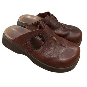 Vtg American Eagle Clogs Leather Chunky Mules Size 7